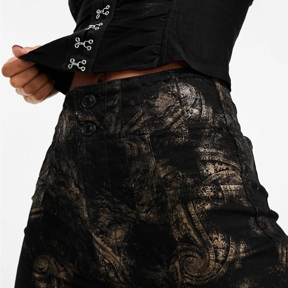 Free People | Jayde Printed Metallic Flare Jeans NWT - Picture 8 of 16